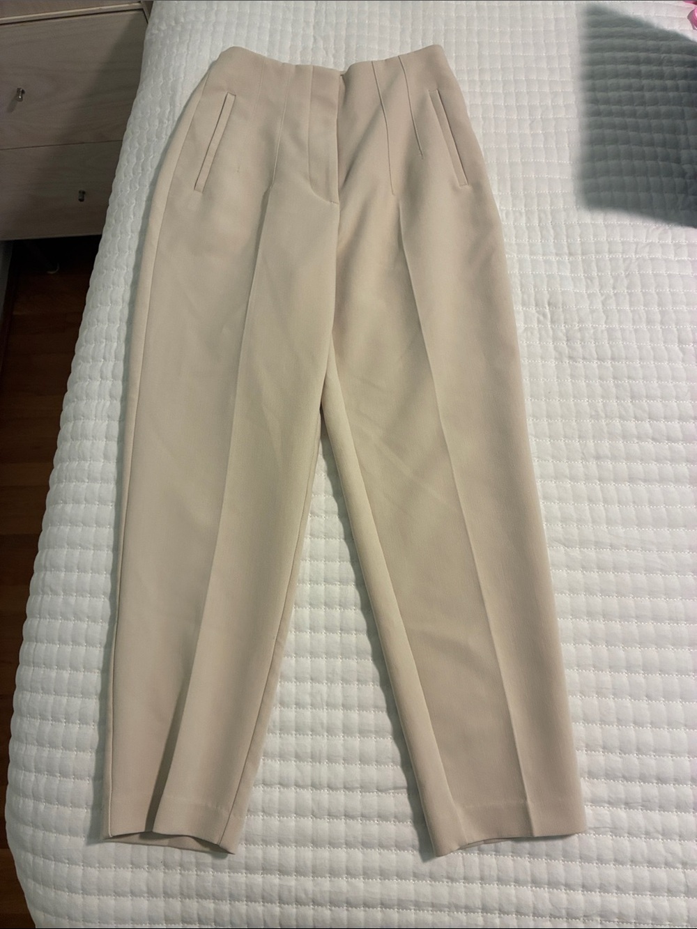 Tailored High-Waist Cream Trousers